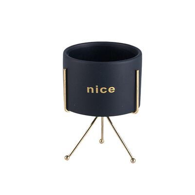 Ilios Innova Macetero con Soporte de Hierro Elegante maceta de porcelana decorativa 17 cm de di&aacute;metro