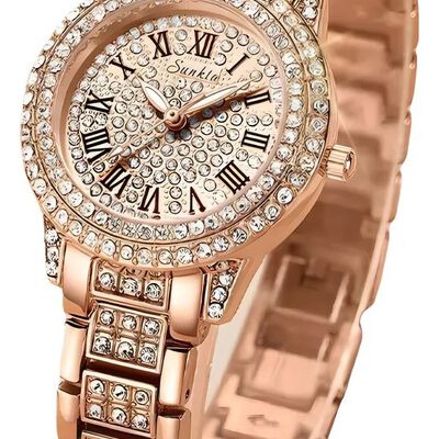 &Uacute;LTIMA PIEZA Reloj Sunkta de Lujo con Cristales Incrustados Oro Rosa