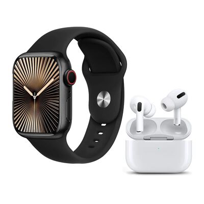 Smartwatch Reloj Inteligente Auriculares Bluetooth 2 En 1 Negro