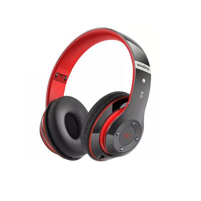 Audifonos Bluetooth Diadema Inal&aacute;mbrico Y Con Cable Com Mic Negro/Rojo.