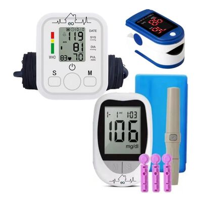 Glucometro Digital oximetro y Monitor de Presion para Brazo Color Blanco