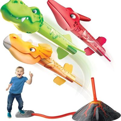 LAWAN - Dinosaur Blaster/Lanzacohetes para ni&ntilde;os - Lanza hasta 100 pies Regalo de cumplea&ntilde;os para ni&ntilde;os y ni&ntilde;as 3 4 5 6 7 a&ntilde;os.