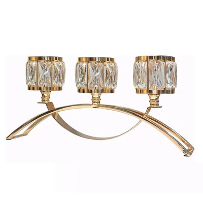 Candelabro Portavelas Cristal Para Decoraci&oacute;n De Mesa Regalo Dorado
