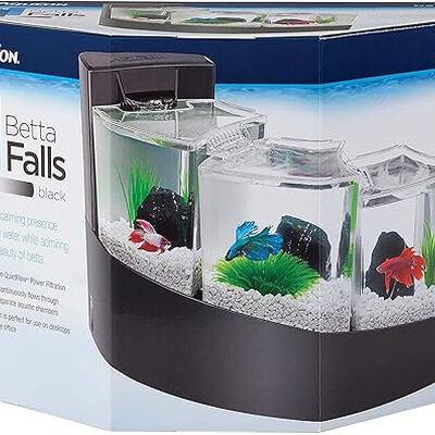 Aqueon Kit Pecera para pez Betta, Negro, 16.93" x 10.95" x 11.42".
