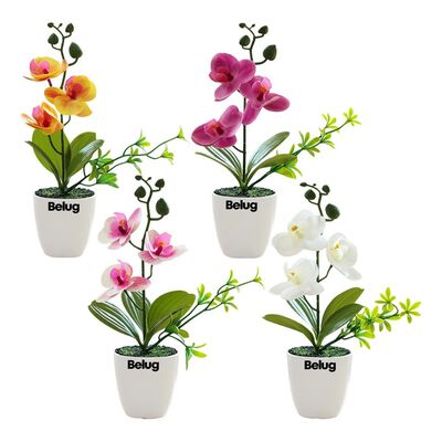 4pzs Arreglo Orqu&iacute;deas Artificiales Decoraci&oacute;n Con Macetas