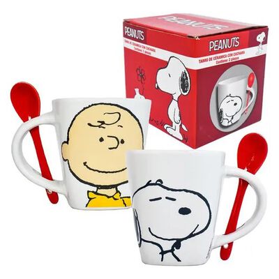 Taza Para Cafe C/cuchara Snoopy Peanuts Ceramica 440ml