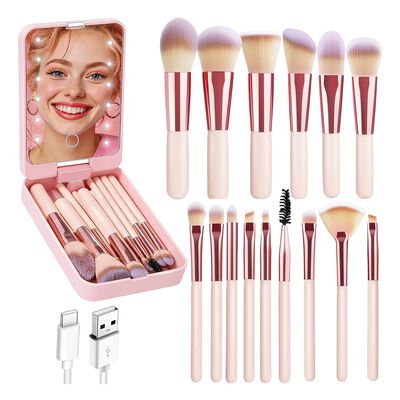 Espejo De Maquillaje Recargable Port&aacute;til Cepillo 15p