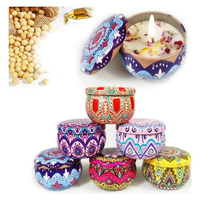 6 Piezas Velas Arom&aacute;ticas De Cera De Soja Para Aromaterapia Azul