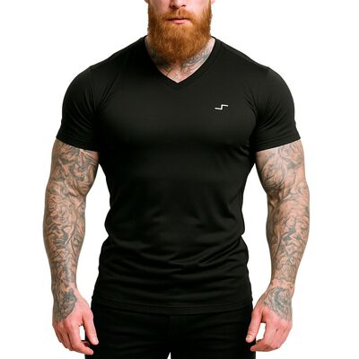 Playera Deportiva Manga Corta Cuello V Color Negro Para Hombre CHB Chili Beans Clothing Co.