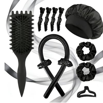 12pzkit Pincel Bounce Curl Cepillo Define Style Rizado Peine NEGRO