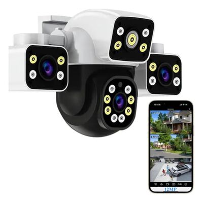 12mp C&aacute;maras De Seguridad Wifi Exterior 360&deg; Con Tres Lentes Blanco