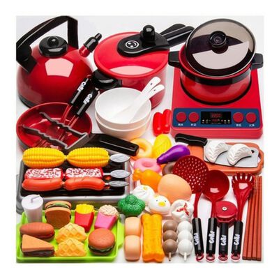 Juguetes De Cocina Para Ninos Utensilios Cocina Comida 61 Pz Rojo