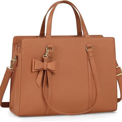 A Bolsas de mujer para Laptop 15.6 Pulgadas Maletin para laptop mujer Impermeable Tote bag mujer de Gran Capacidad Portafolios para mujer Negra, Marr&oacute;n.