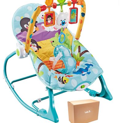 Rocker silla vibradora mecedora de bebe musical con juegos color azul-verde turquesa