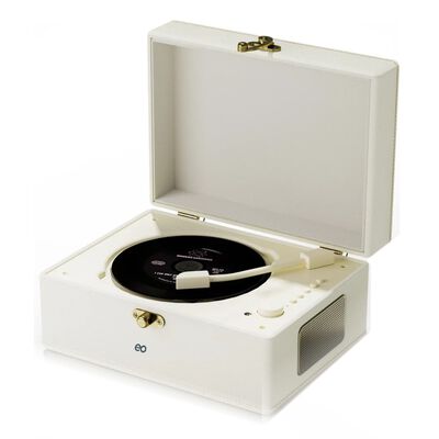 Reproductor De Cd De Cuero Recargable Con Altavoces Blanco