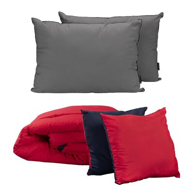 Set de Edred&oacute;n King Size Dicasa Couzy Doble Vista Rojo con Azul Marino con Almohada 2-Pack