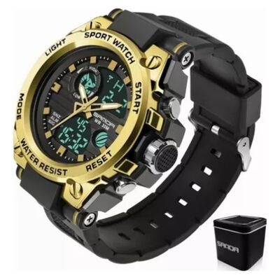 "Reloj De Pulsera T&aacute;ctico Militar Impermeable Para Hombre negro dorado "