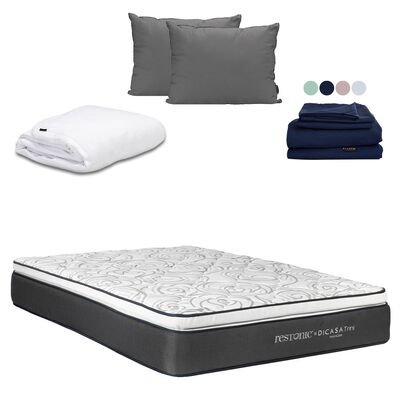 Colch&oacute;n Matrimonial Restonic Trini+Almohada 2Pack+Protector Cloud+S&aacute;banas Softy
