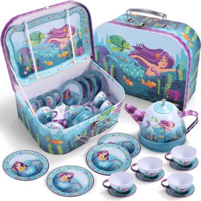 Juguete De Cocina Juego De T&eacute; Tazas Con Postre sirens estuche azul