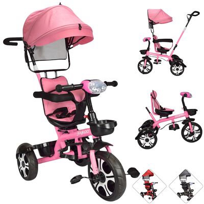 Triciclo para Ni&ntilde;os Evolutivo Asiento Giratorio 360 Luz Sonido - ROSA