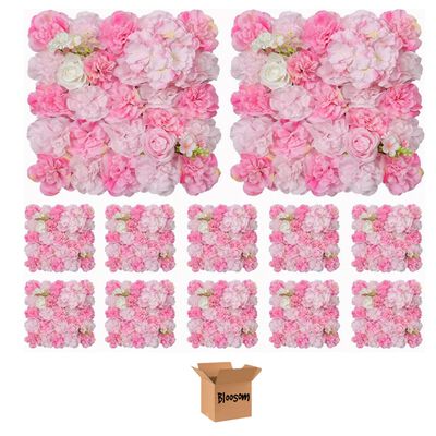 Kit 12 Pzas Panel De Flores Artificiales Muro Decorativos Rosas Pared