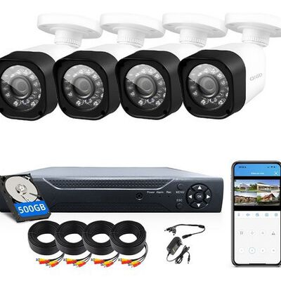 QIGO Kit C&aacute;mara de seguridad QG-77-K500G con resoluci&oacute;n de 4ch 2MP visi&oacute;n nocturna incluida Color blanca