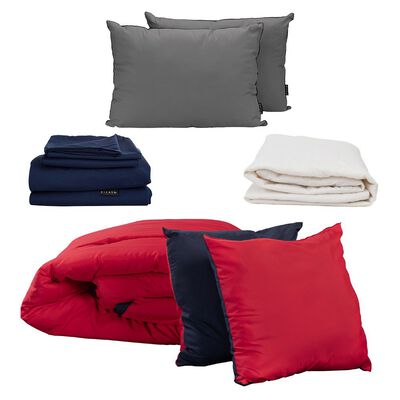 Edred&oacute;n Matrimonial Dicasa Couzy Rojo-Azul+ S&aacute;banas Softy + Protector Ultra + Almohada 2-Pack