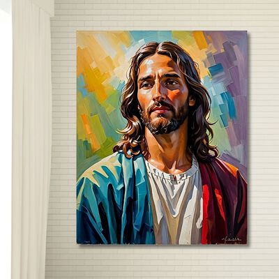 Cuadro Decorativo Religioso 80x122cm Jes&uacute;s Pop Art