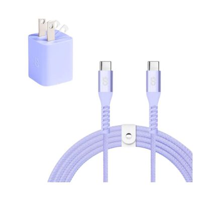Kit de Carga LOGiiX Vibrance &ndash; Cable + Adaptador USB-C 20W &ndash; Color Lavanda