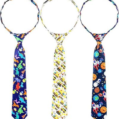 Corbata para el cuello para ni&ntilde;os y ni&ntilde;os, 3 unidades preatadas, corbatas ajustables para ni&ntilde;os peque&ntilde;os, para bodas, graduaci&oacute;n, escuela.