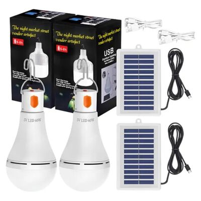 Luz De Emergencia Usb Solar Recargable Y Extra&iacute;ble 60w 2 Pzs Blanco