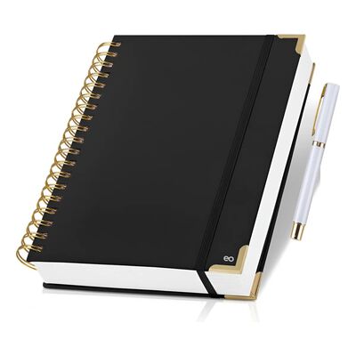 Cuaderno Forrado Tapa Dura Para Regalo Escolar, 300 P&aacute;ginas Negro