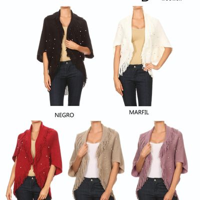 PAQUETE 6 PIEZAS CARDIGAN CON PERLAS Y FLECOS