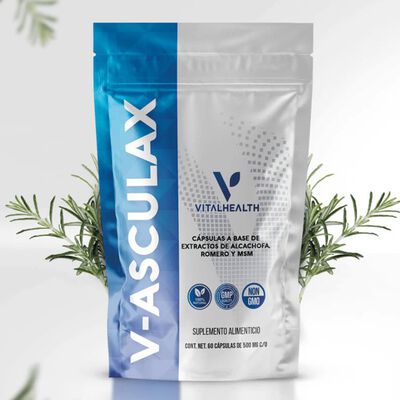 V-ASCULAX VitalHealth | Suplemento Natural con Alcachofa Romero y MSM | C&aacute;psulas para Apoyo Digestivo y Bienestar Extra