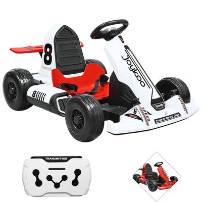 Montable El&eacute;ctrico Go Kart para Ni&ntilde;os Largo Ajustable Control Remoto Bater&iacute;a Recargable 12V Luces Sonido BluetoothBlanco