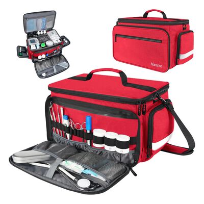 Botiquin De Primeros Auxilios Multi-Compartimentos Rojo Detalles Negro
