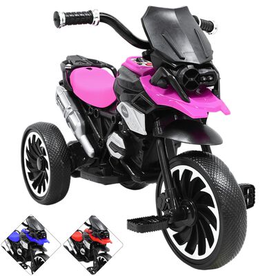 Moto Montable El&eacute;ctrica para Ni&ntilde;os Triciclo H&iacute;brido con Luces y Sonido Recargable 6v Soporta hasta 30 kg - Rosa