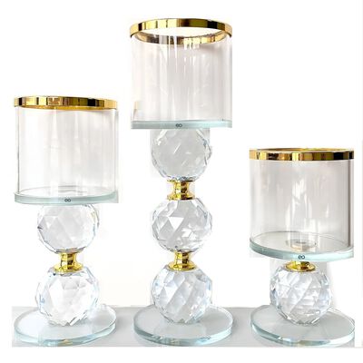 3 Portavelas De Cristal Para Decoraci&oacute;n De Mesa Color Blanco