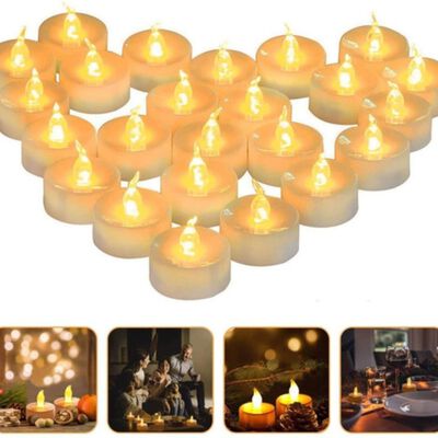 24 Velas Ligeras El&eacute;ctricas De Led Con Efecto Llama Blancas