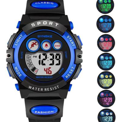 "Reloj Electr&oacute;nico Para Ni&ntilde;os Deportes A Prueba De Agua Azul negro "