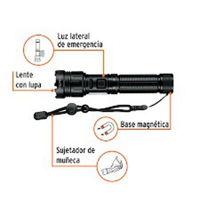 Linterna LED recargable c/luz de emergencia, 410 lm, Truper-LINAR-410