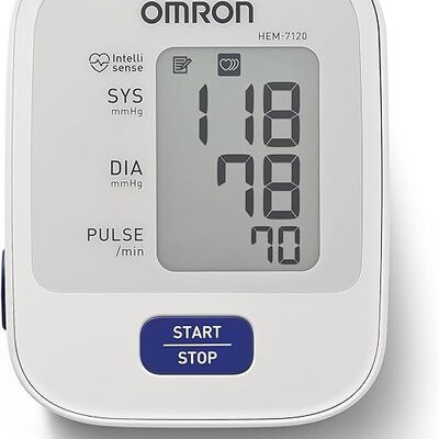 A OMRON Medidor de Presi&oacute;n Arterial de Brazo HEM-7120, Diferentes Funciones con Tecnolog&iacute;a Avanzada, 1 Unidad, Color Blanco.