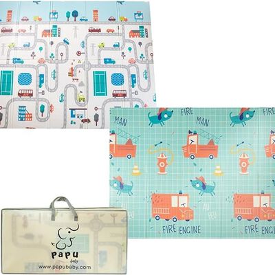 A PAPU BABY Tapete de Juego Plegable 1.50 x 2.00 para Beb&eacute;s Doble Vista Baby Play Mat (Carretera).