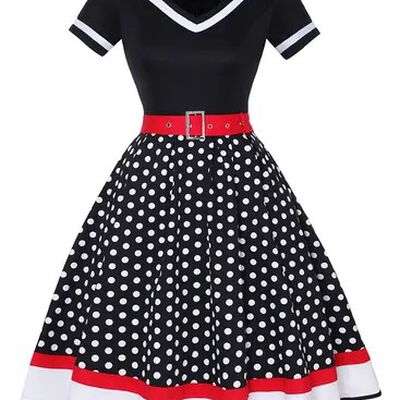 Vestido Patchwork Lunares Mujer, Vestido De Noche Vintage