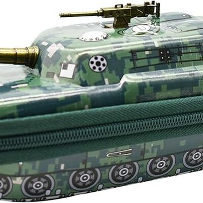 Maydahui - Estuche para l&aacute;pices de camuflaje de gran capacidad, con forma de tanque, compartimento organizador para l&aacute;pices, caja de papeler&iacute;a, impermeable, EVA camuflaje, verde.
