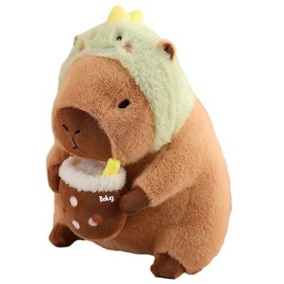 Peluche De Capibara Dinosaurio Cafe Verde