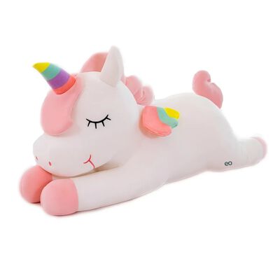 Unicornio Pony De Peluche Arcoiris Tipo Pegaso Almohada 30cm Color Blanco