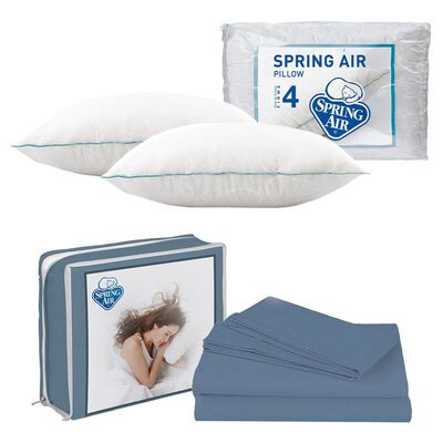 S&aacute;banas King Size Spring Air Basic Azul Acero + 2 Almohadas Spring Air Osos