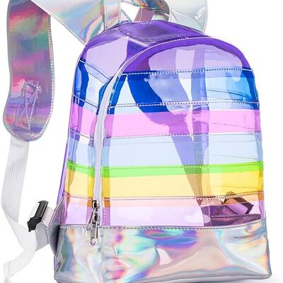 A Mochila Peque&ntilde;a Transparente Multicolor Para Ni&ntilde;as.