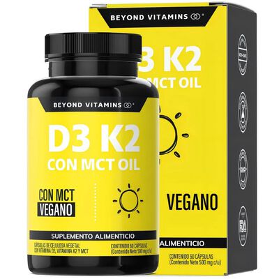 Vitamina D3 + Vitamina K2 + Mct Oil | Sin Az&uacute;car - Suplemento Alimenticio Vegano